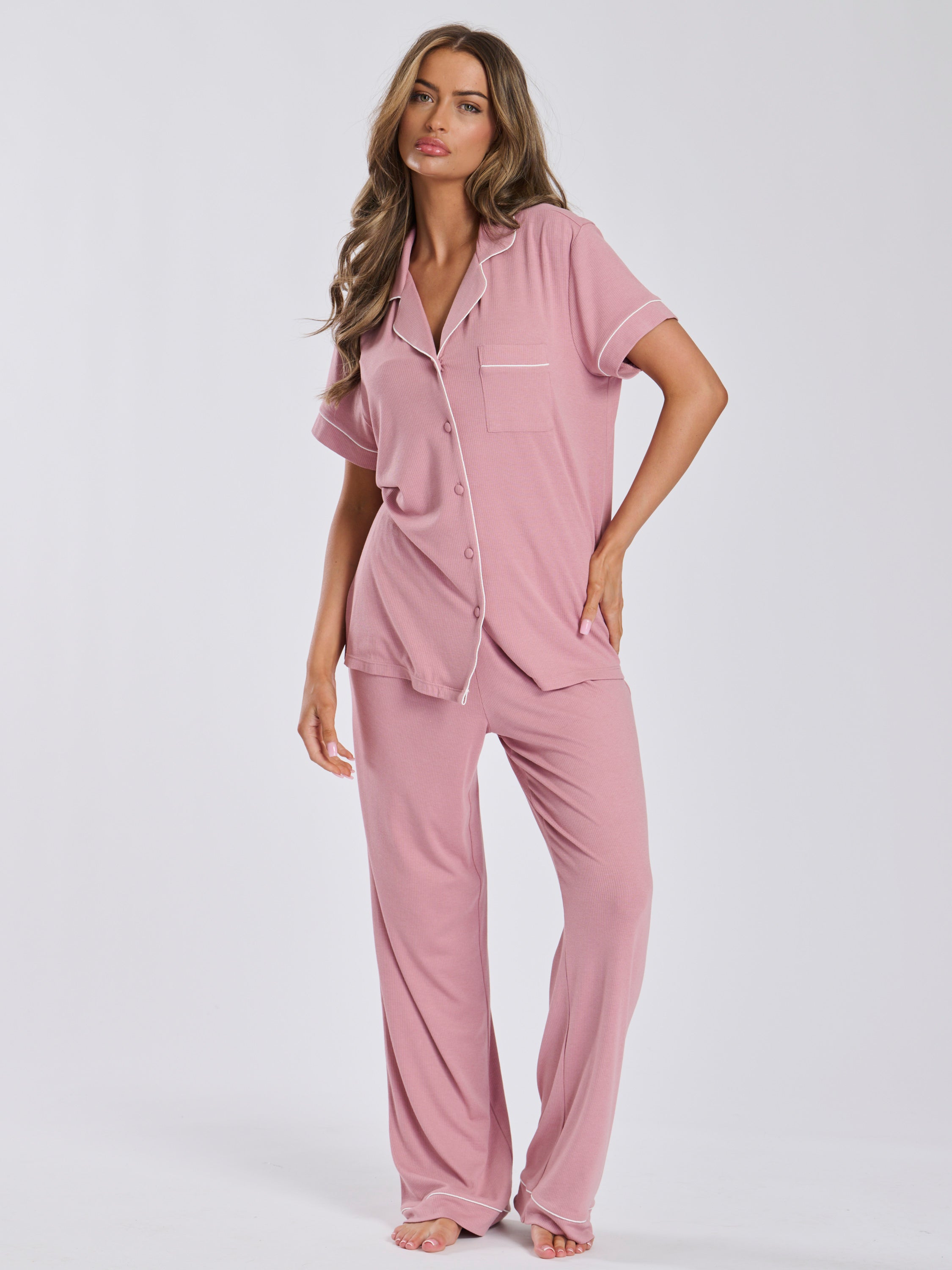 The slumber super soft pyjama set in dark blush