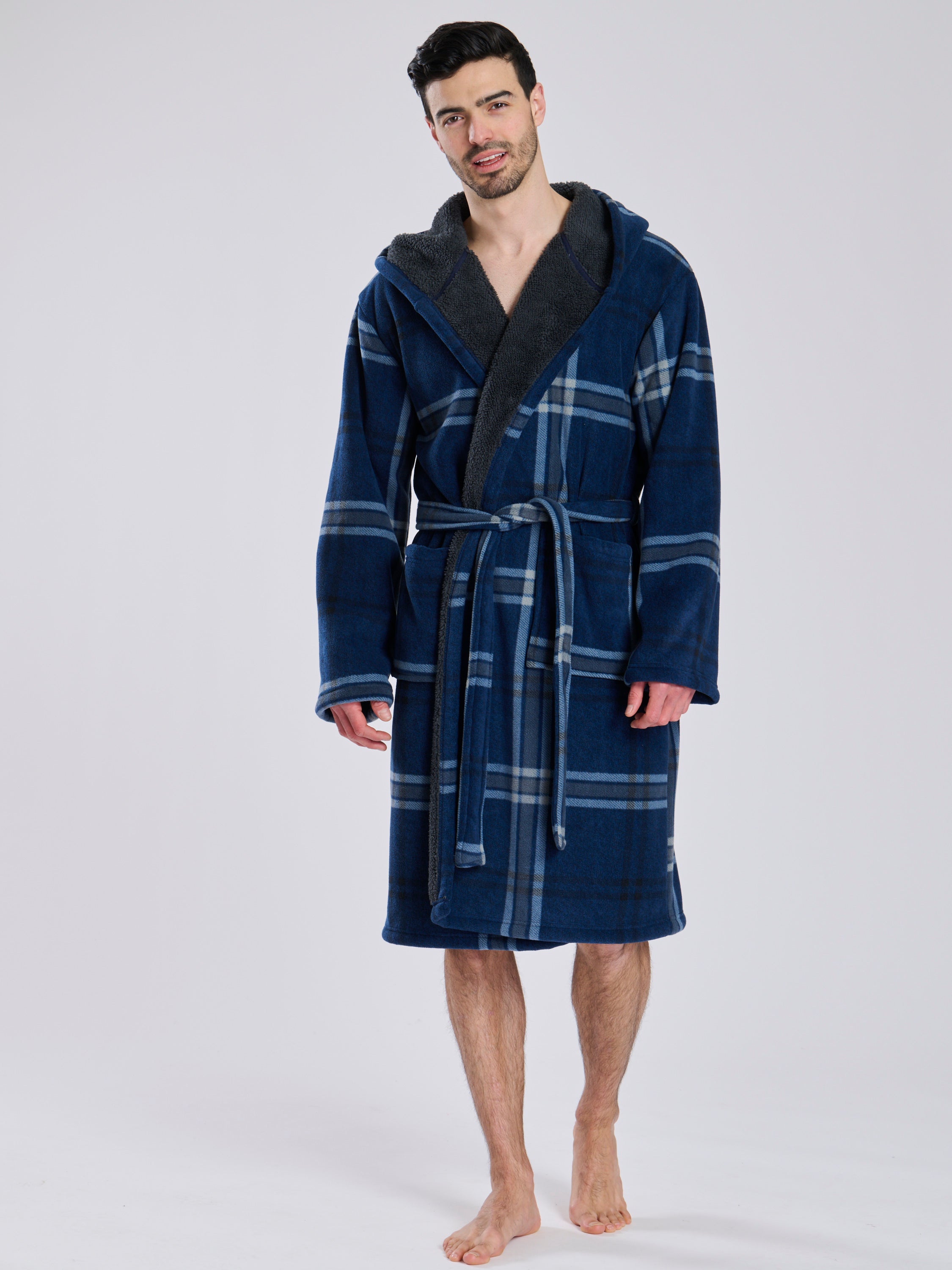 Black Faux Fur Hooded Robe Towel Hooded Fleece Grey Hooded Dressing Gown  Mens The Homey Mens