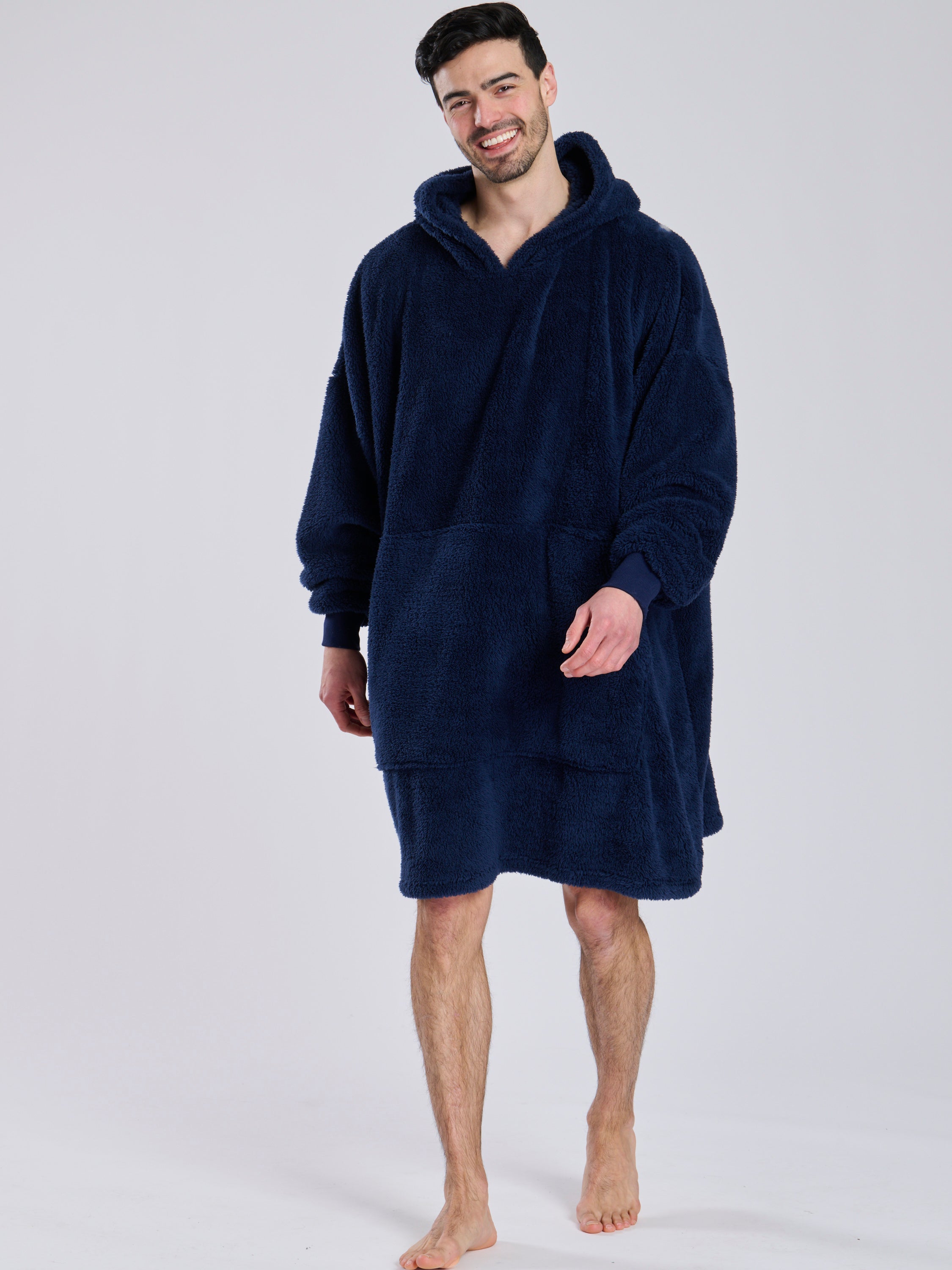 The Cosy Mens Snuggle Hoodie In Navy - Main Image