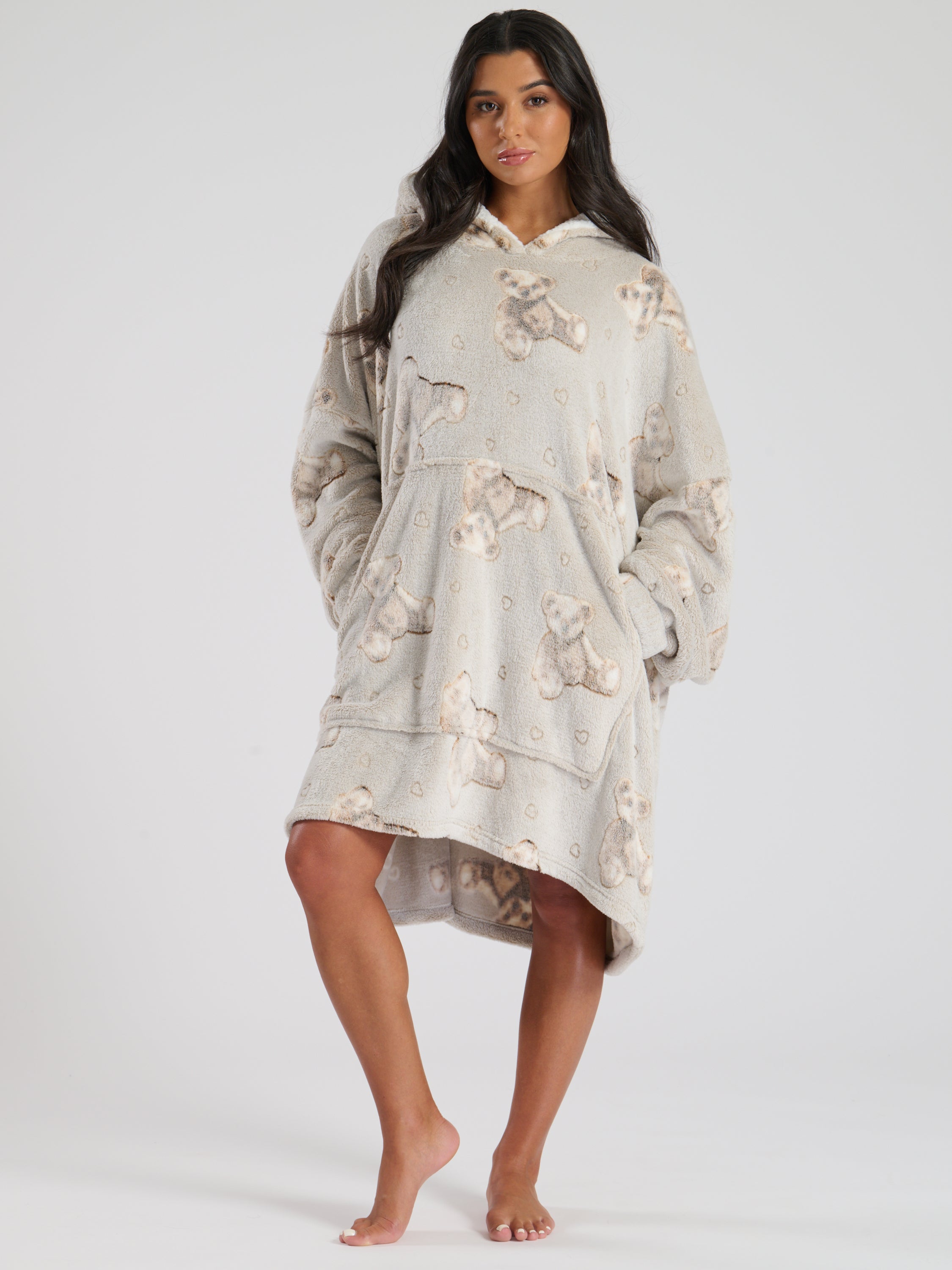 The cosy snuggle hoodie in teddy bear print Loungeable